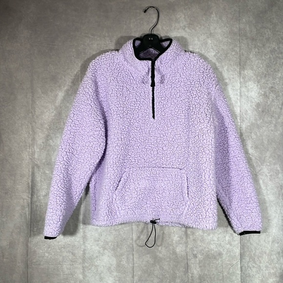 No Boundaries Fuzy Purple Sherpa Pull Over Quarter Zip Size Large 11-13 Juniors - Picture 1 of 9